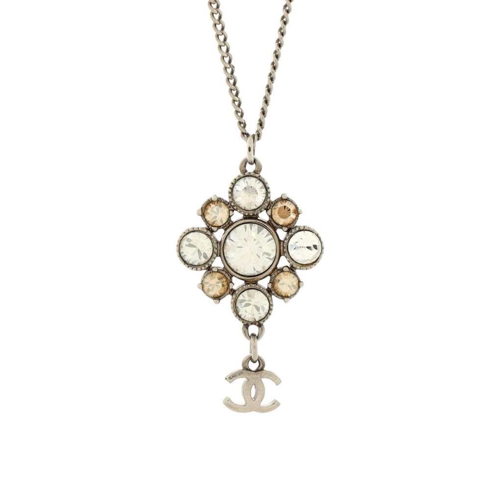 CC Flower Drop Pendant Necklace Metal with Crystal