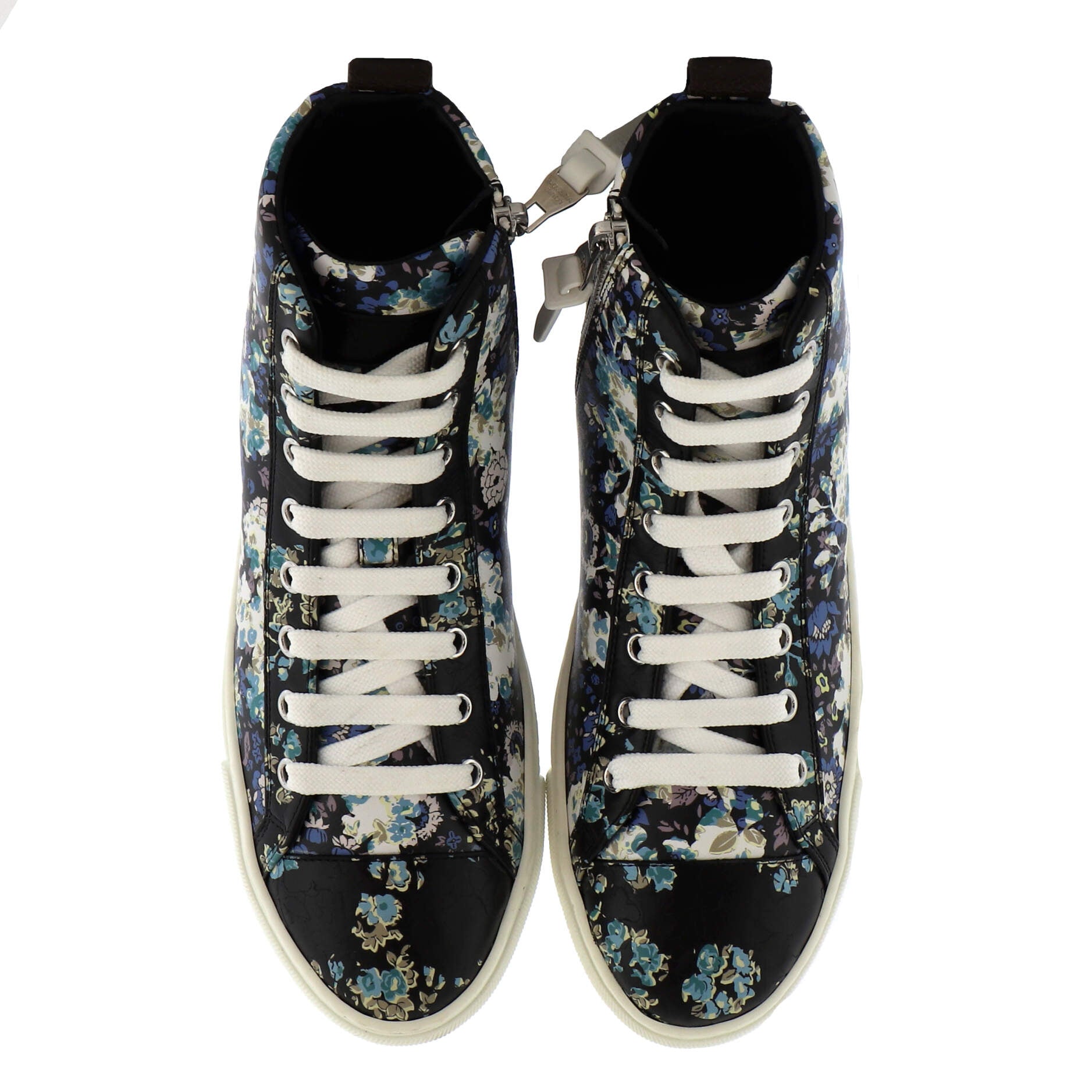 Women's Zip Up Sneaker Boots Floral Printed Leather