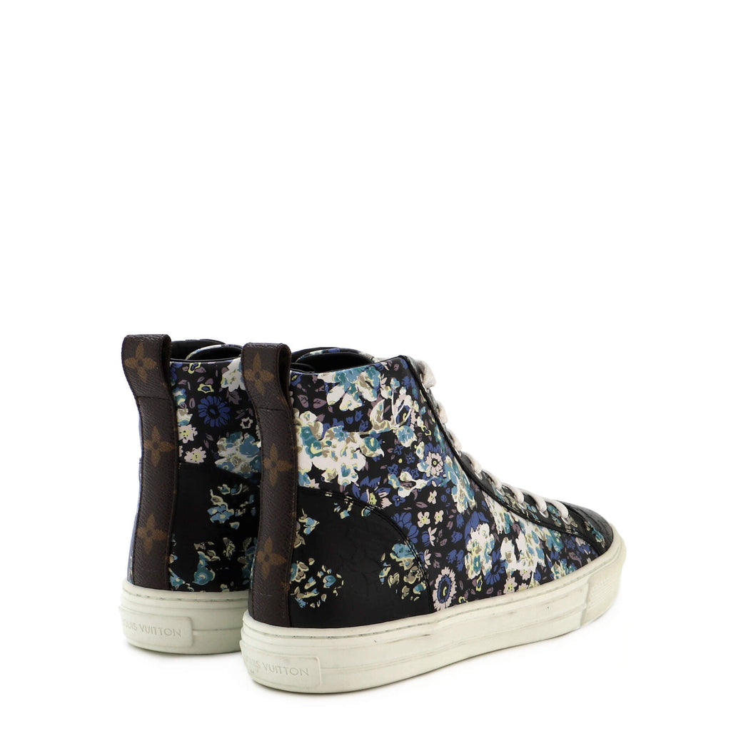 Women's Zip Up Sneaker Boots Floral Printed Leather
