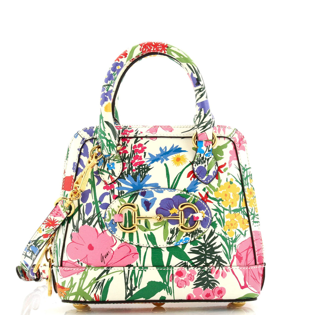 x Ken Scott Horsebit 1955 Top Handle Bag Printed Leather Mini