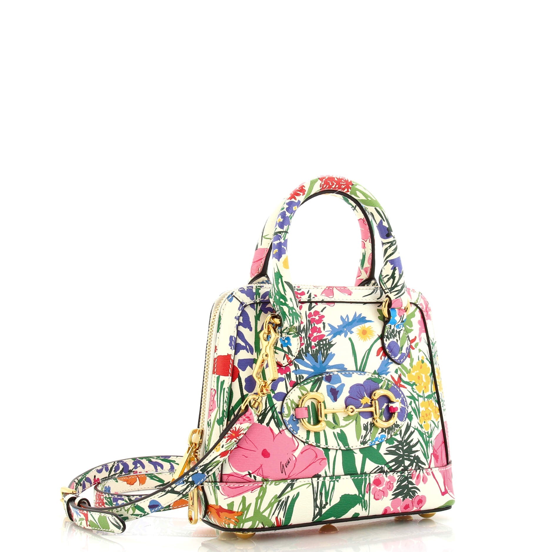 x Ken Scott Horsebit 1955 Top Handle Bag Printed Leather Mini