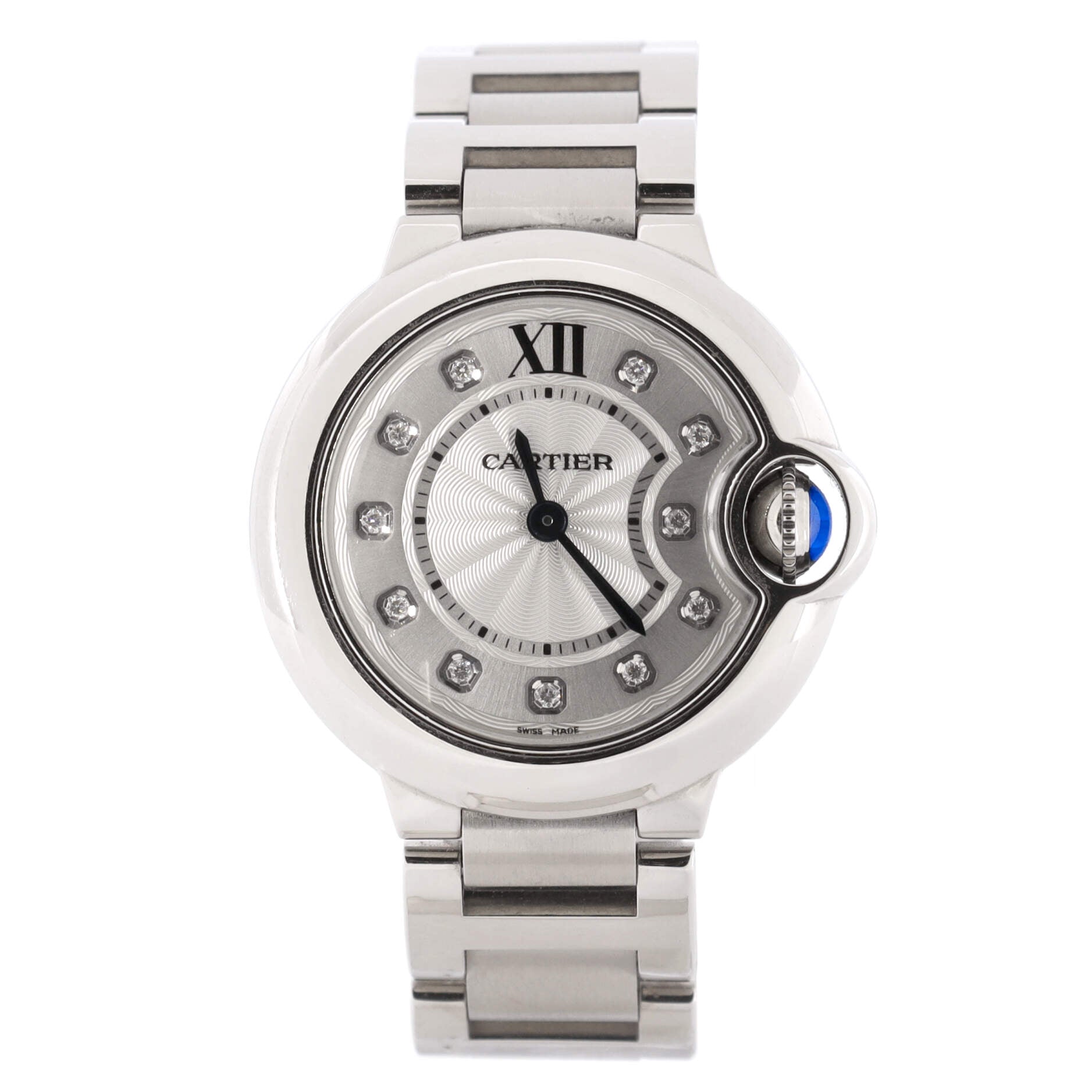 Ballon Bleu de Cartier Quartz Watch Stainless Steel with Diamond Markers 28