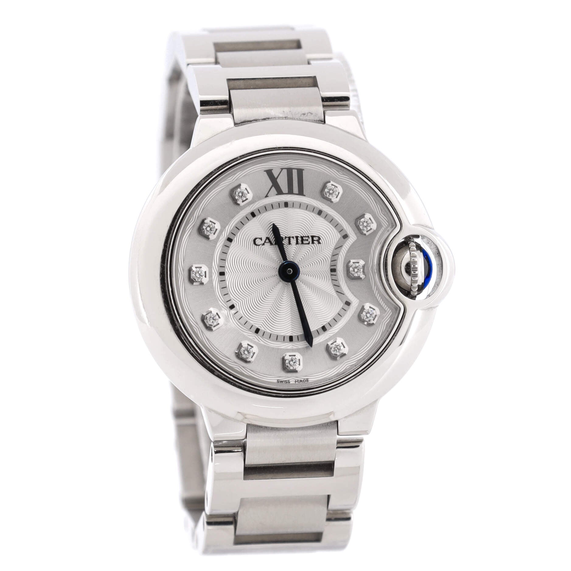 Ballon Bleu de Cartier Quartz Watch Stainless Steel with Diamond Markers 28