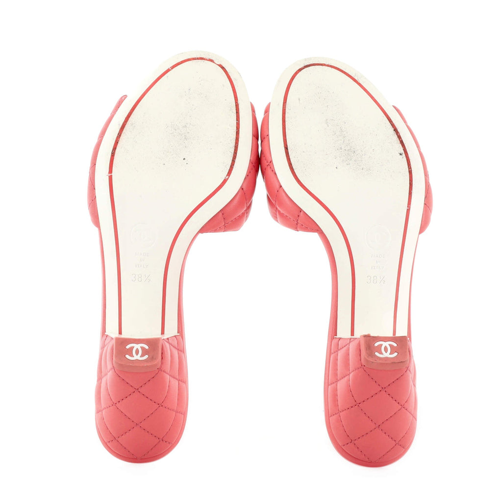Women's CC Heeled Mule Sandals Quilted Leather
