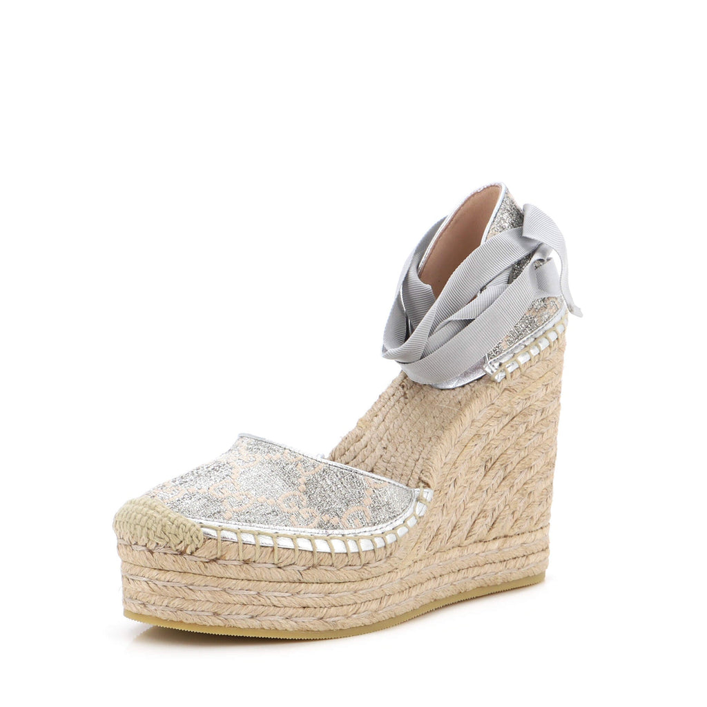 Women's GG Marmont Wedge Espadrilles Diagonal Quilted GG Canvas