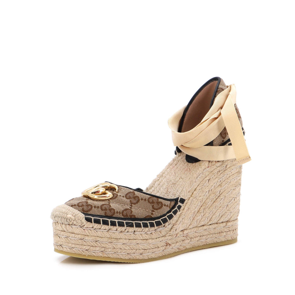 Women's GG Marmont Wedge Espadrilles Diagonal Quilted GG Canvas