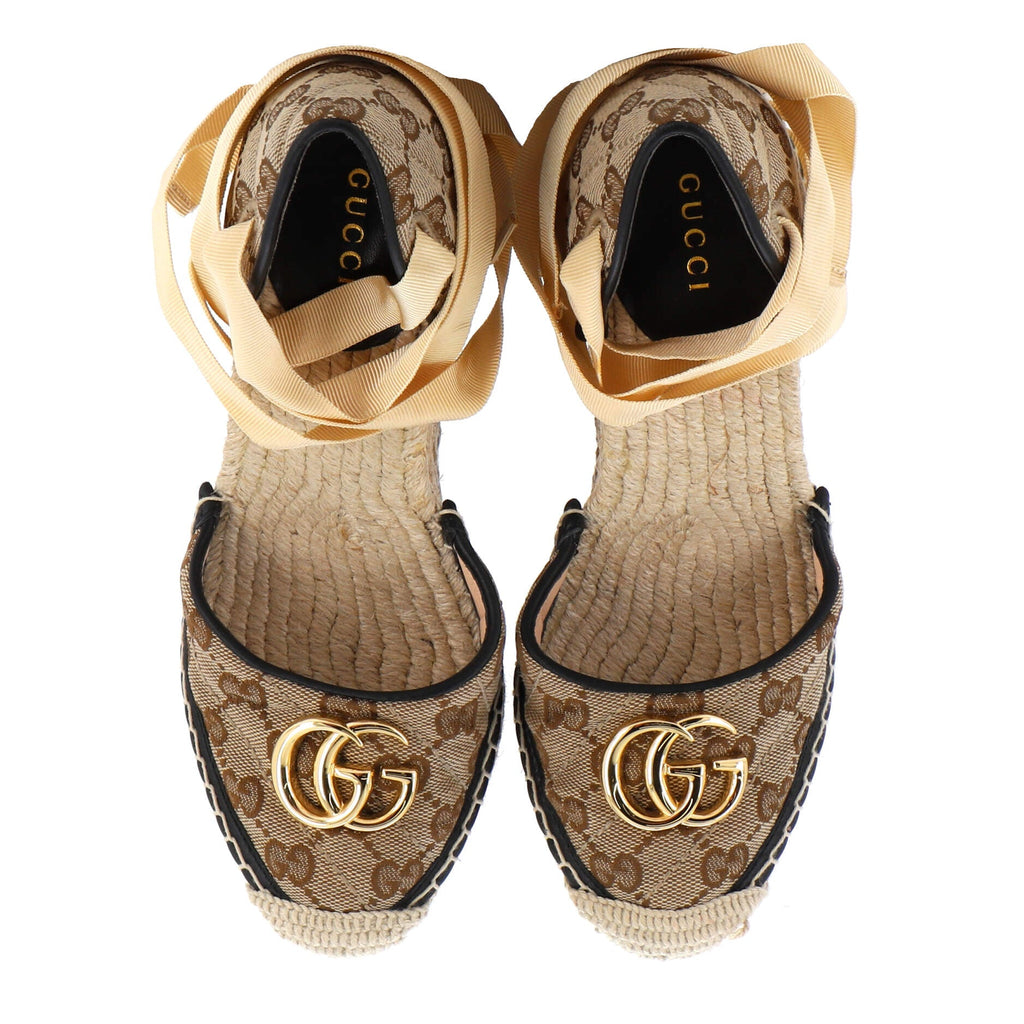 Women's GG Marmont Wedge Espadrilles Diagonal Quilted GG Canvas