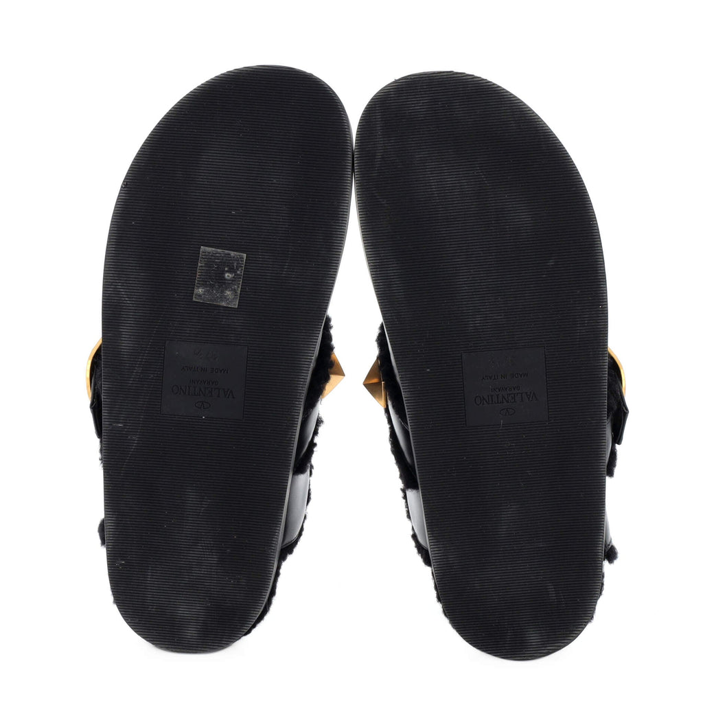 Women's Roman Stud Slipper Mules Leather with Shearling