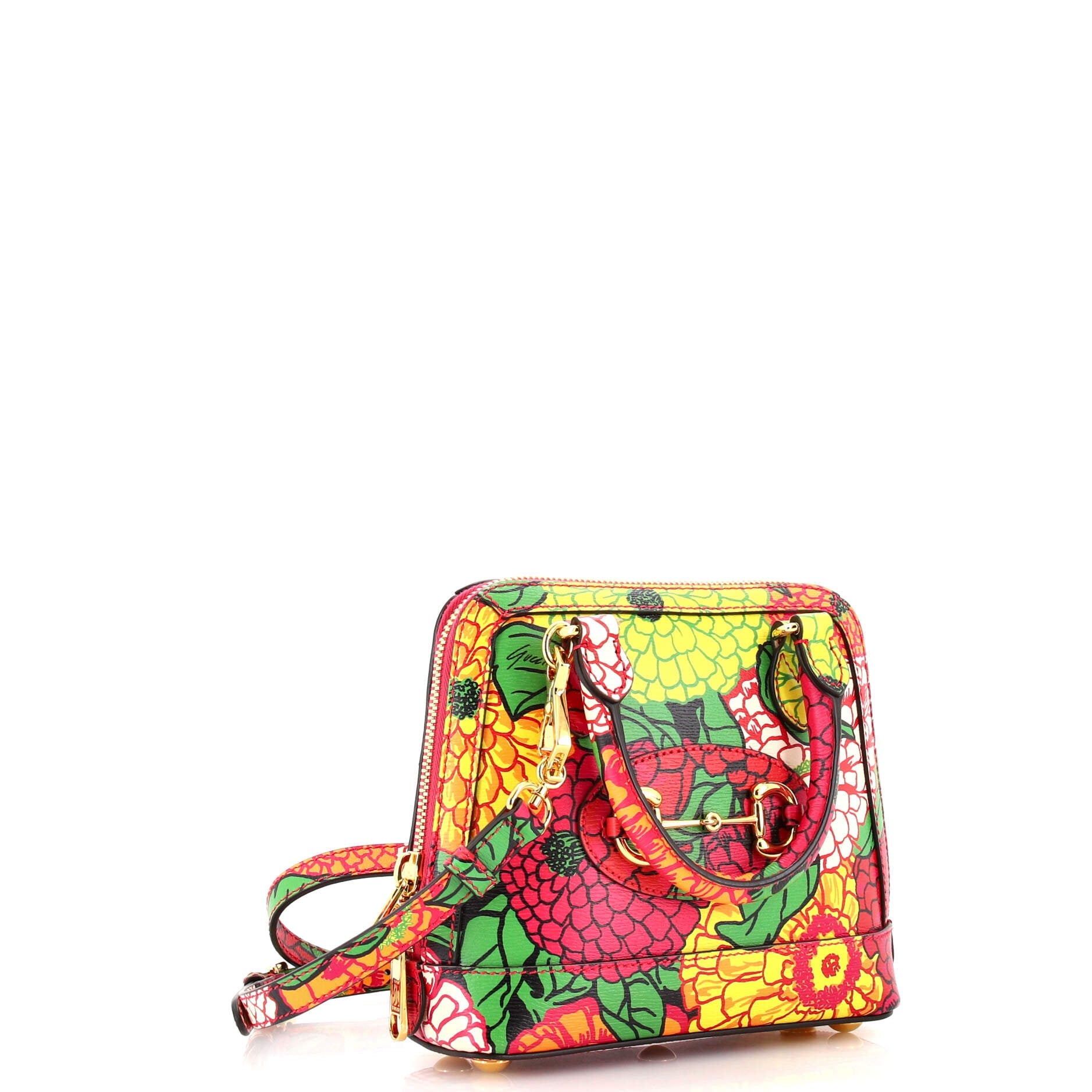 x Ken Scott Horsebit 1955 Top Handle Bag Printed Leather Mini