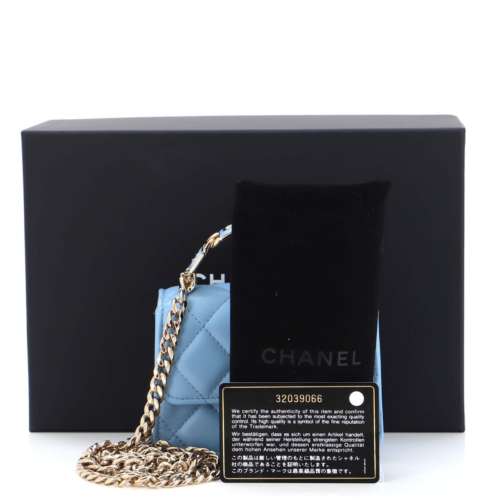 Coco Enamel Top Handle Flap Clutch with Chain Quilted Lambskin