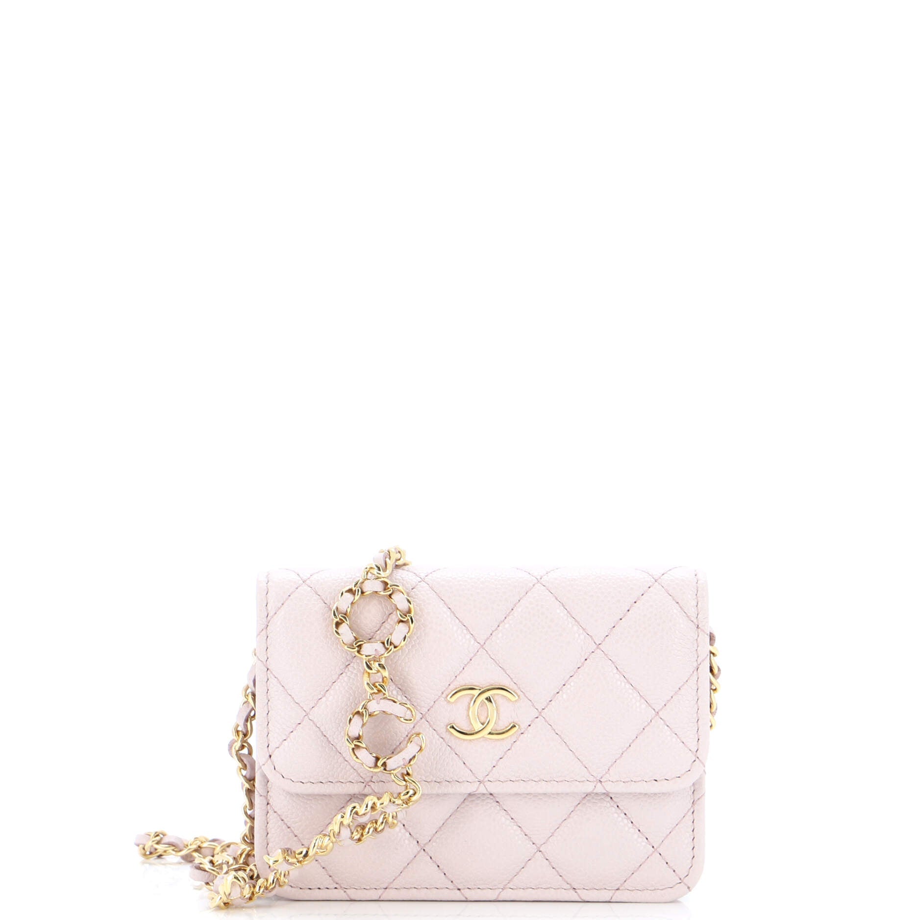 Miss Coco Strap Flap Clutch with Chain Quilted Caviar Mini