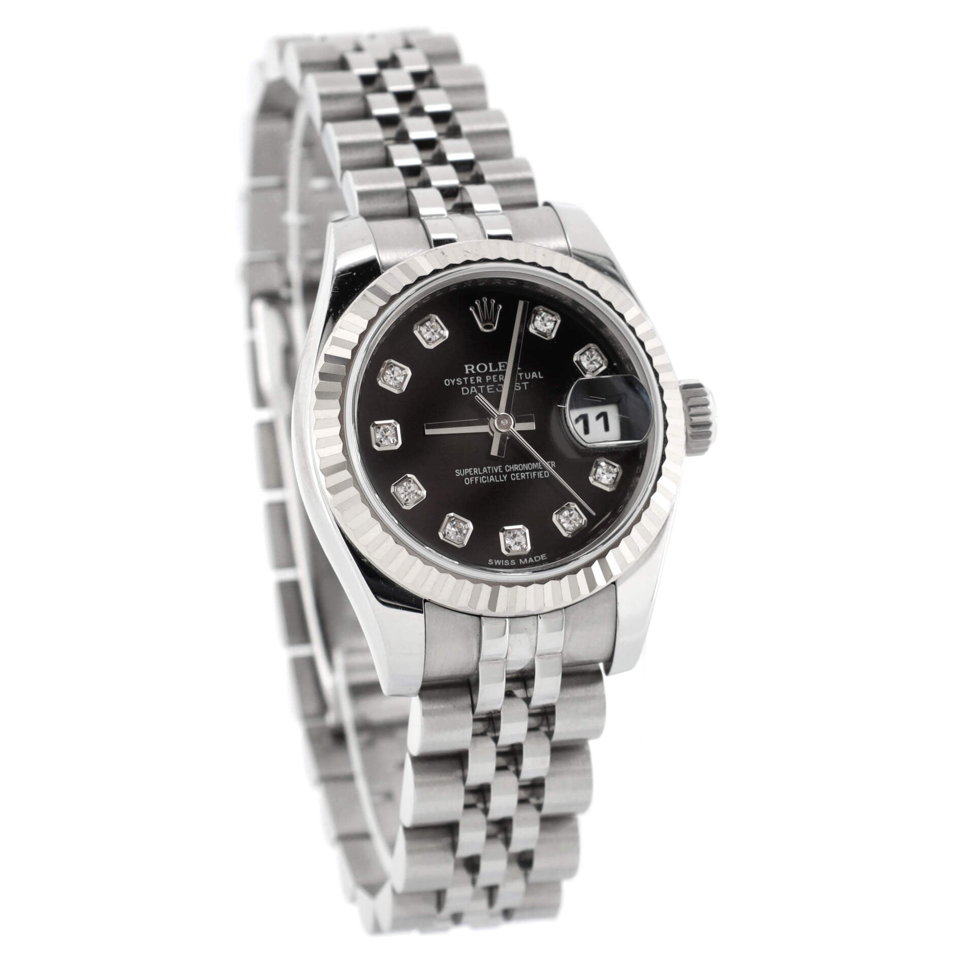 Oyster Perpetual Datejust Automatic Watch Stainless Steel and White Gold with Diamond Markers 26