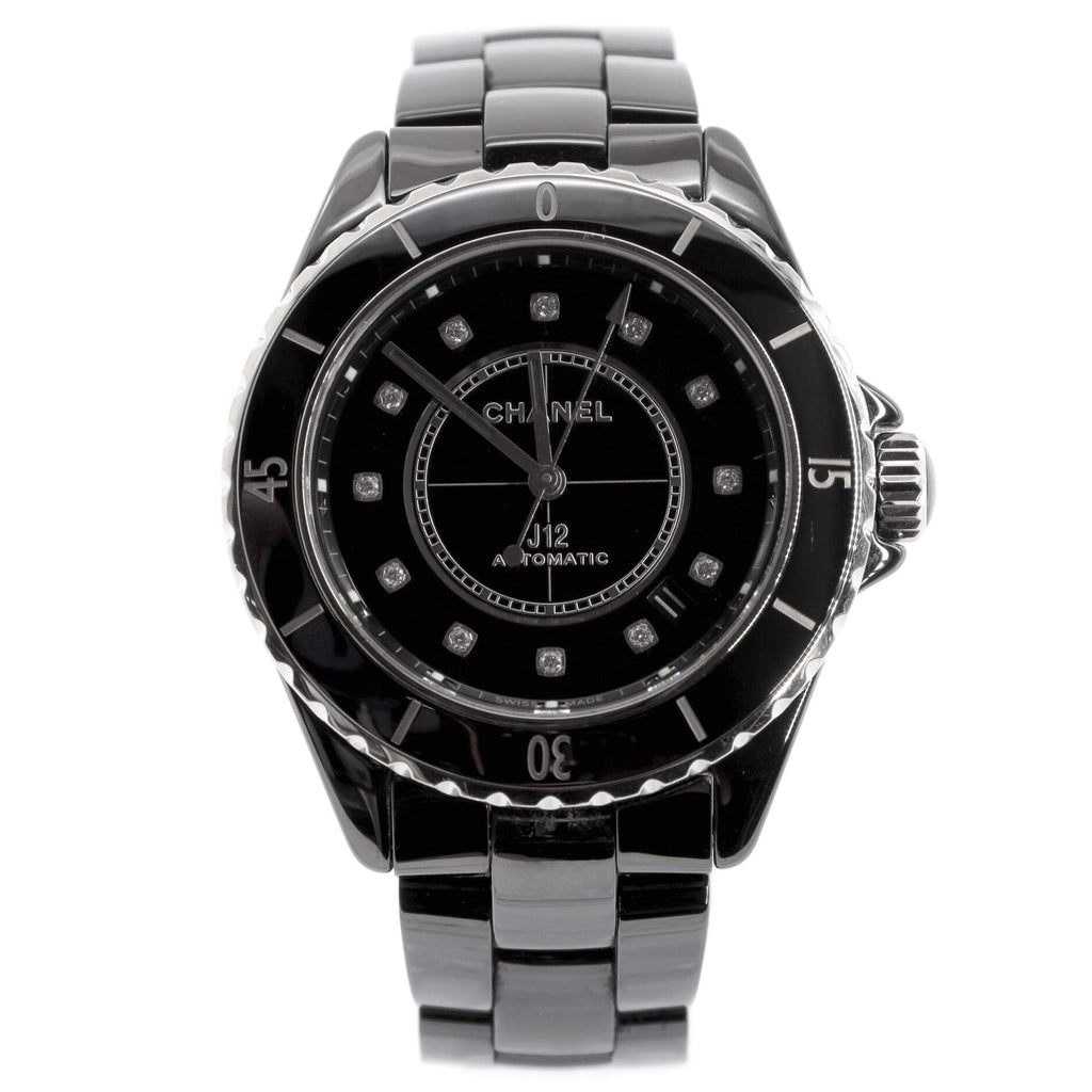 J12 Automatic Watch Ceramic and Stainless Steel with Diamond Markers 38