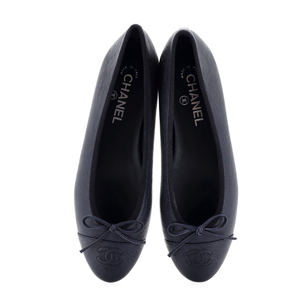 Women's CC Cap Toe Bow Ballerina Flats Leather