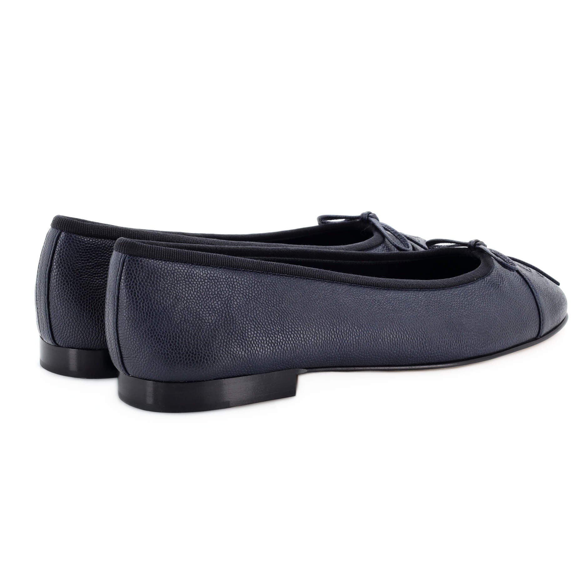 Women's CC Cap Toe Bow Ballerina Flats Leather