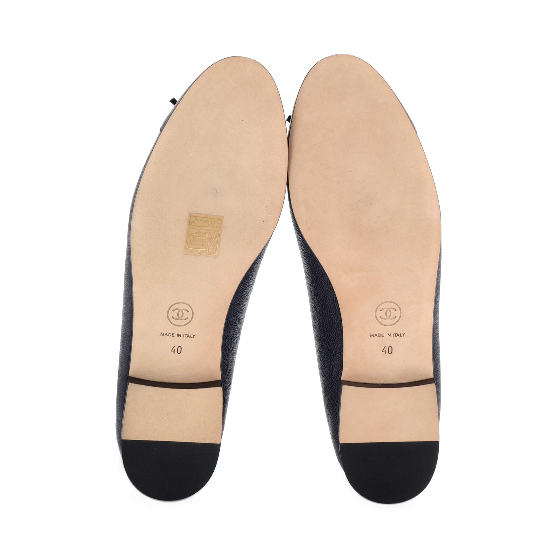 Women's CC Cap Toe Bow Ballerina Flats Leather