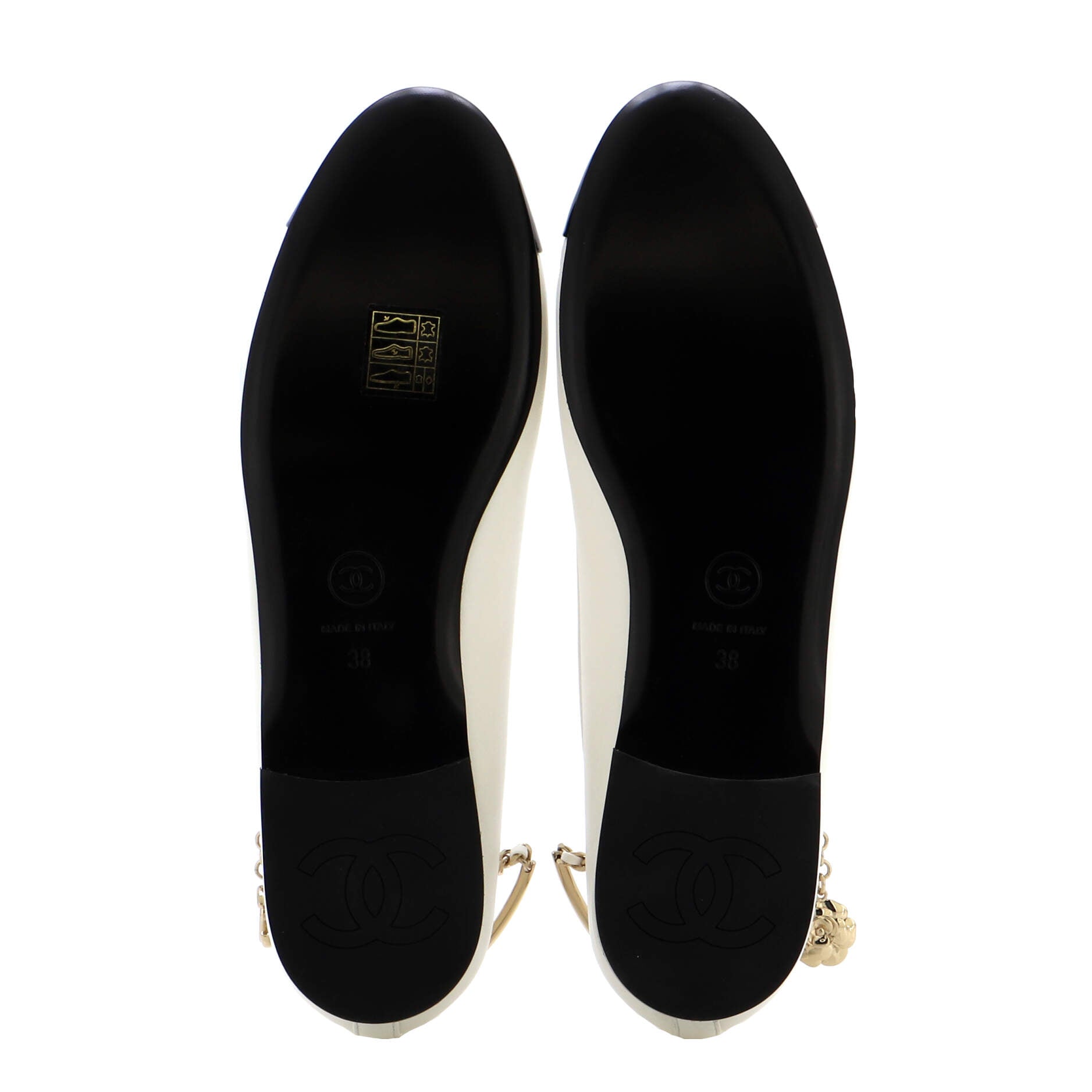 Women's Cap Toe Ankle Chain Ballerina Flats Leather