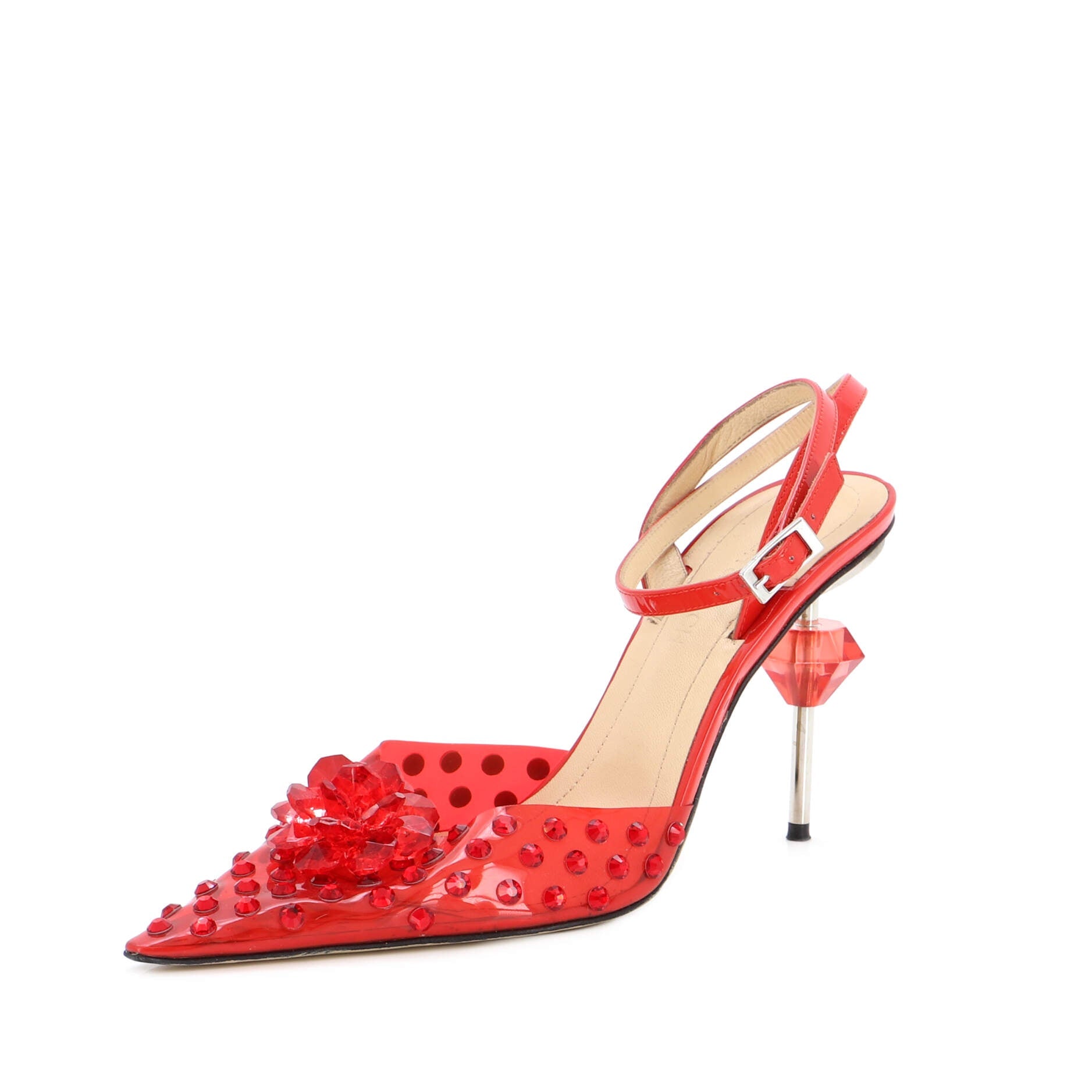 Women's Rose Crystal Heel Pumps Embellished PVC 110