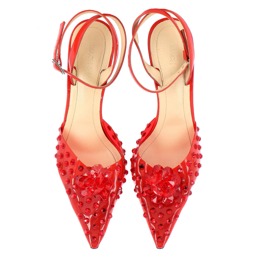 Women's Rose Crystal Heel Pumps Embellished PVC 110