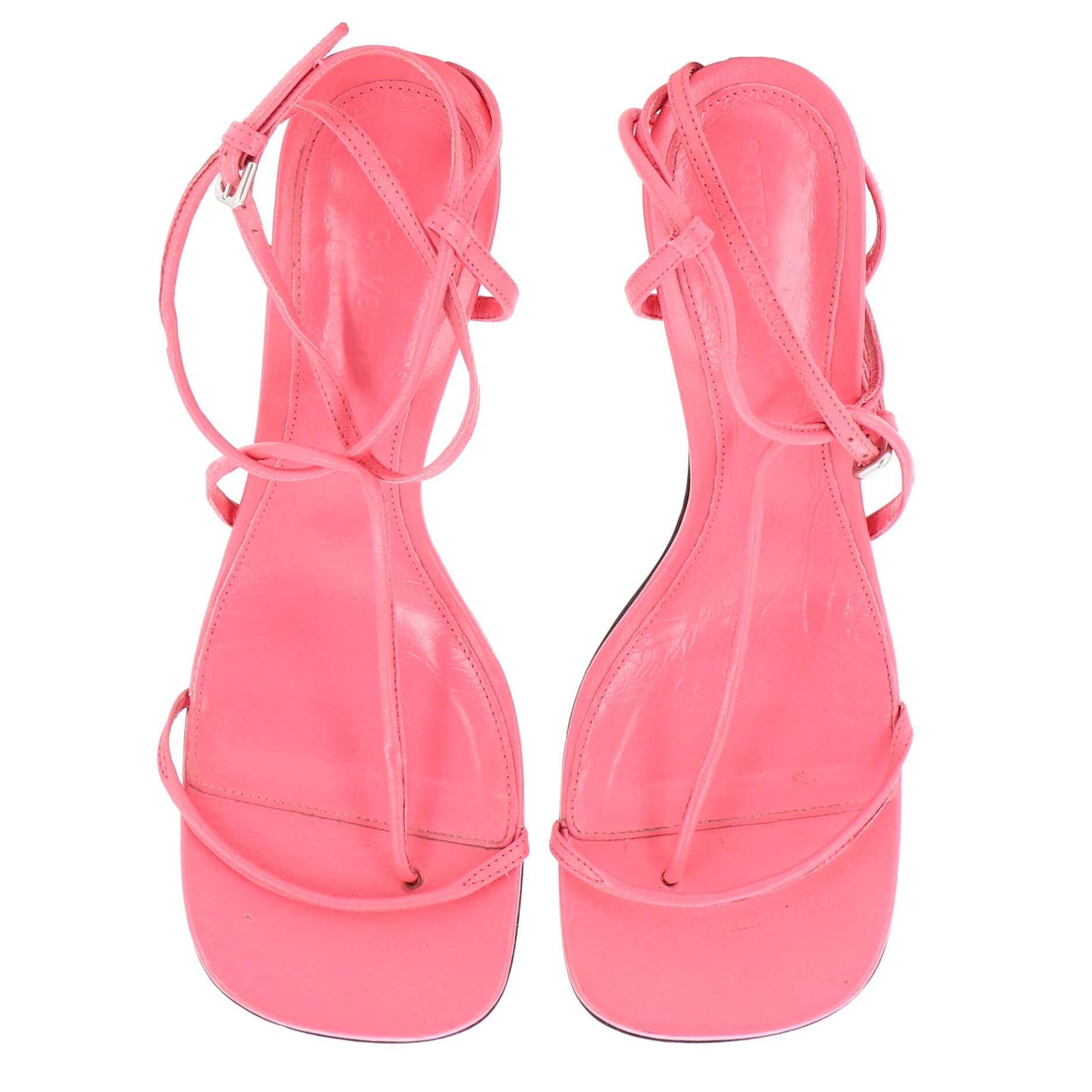 Women's Stretch Strap Heeled Sandals Leather
