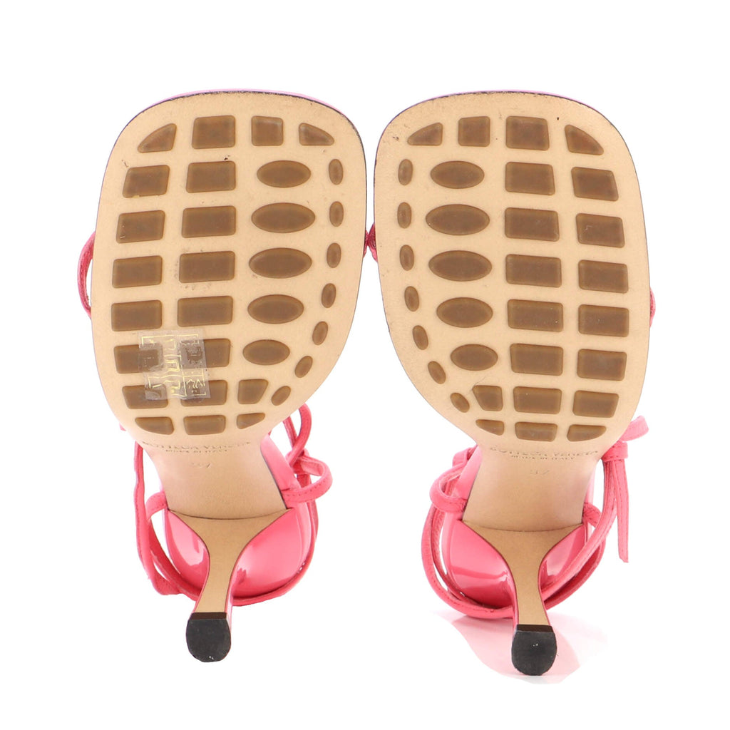 Women's Stretch Strap Heeled Sandals Leather