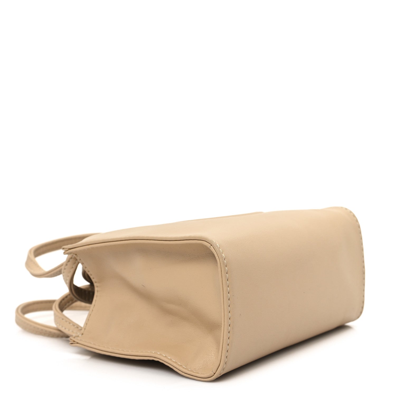 Vegan Leather Small Shopping Bag Cream