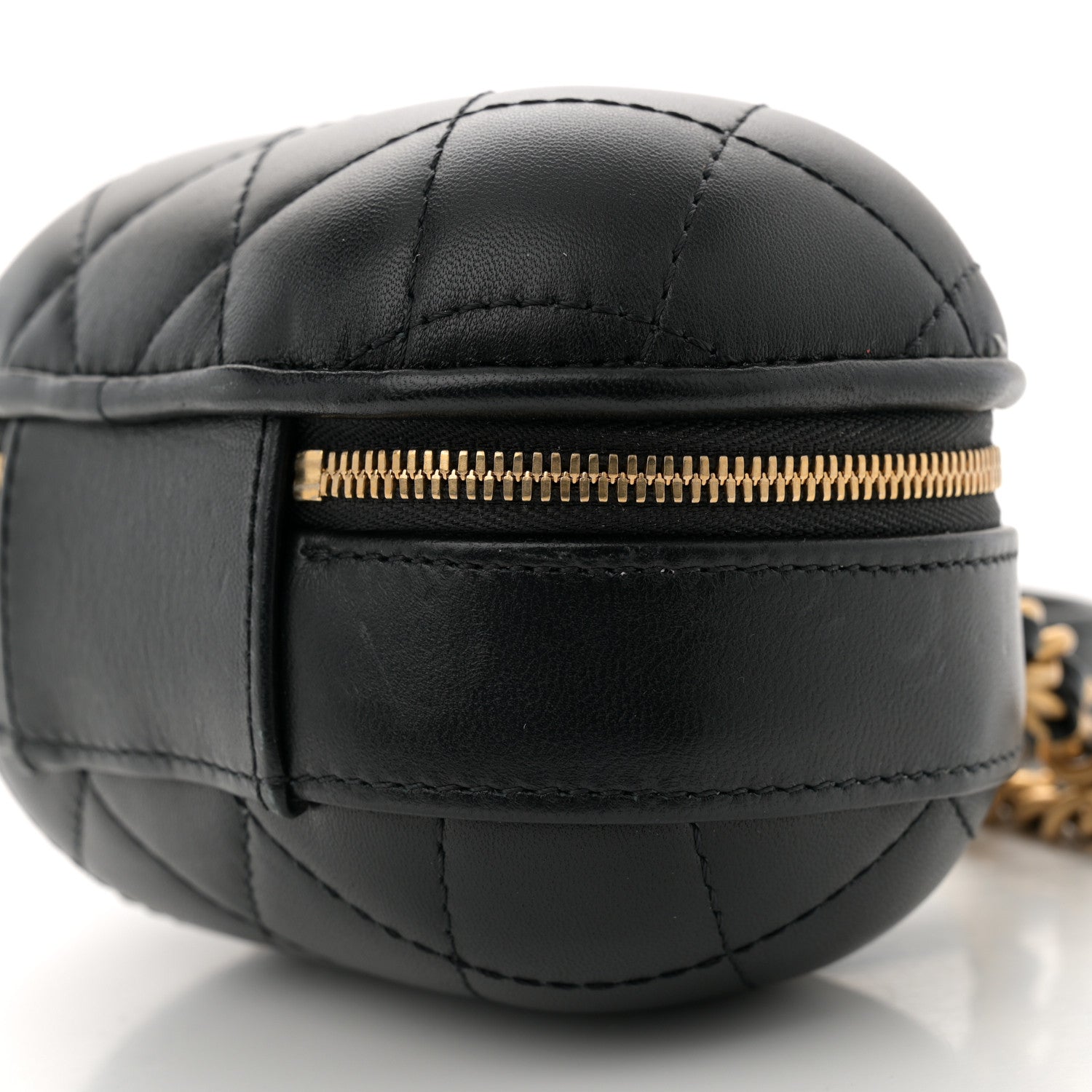 Lambskin Quilted Small CC Bubble Vanity Case With Chain Black