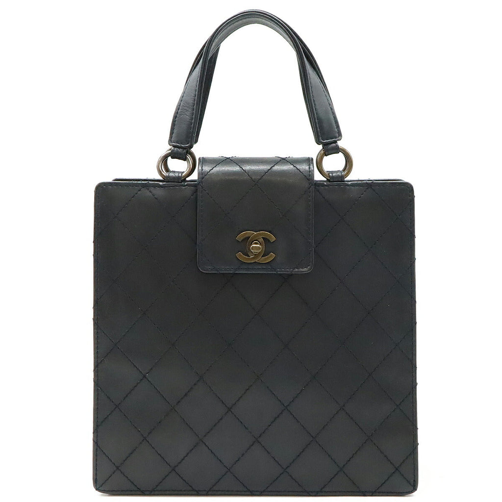 Chanel Leather Matelasse Coco Mark Handbag Black