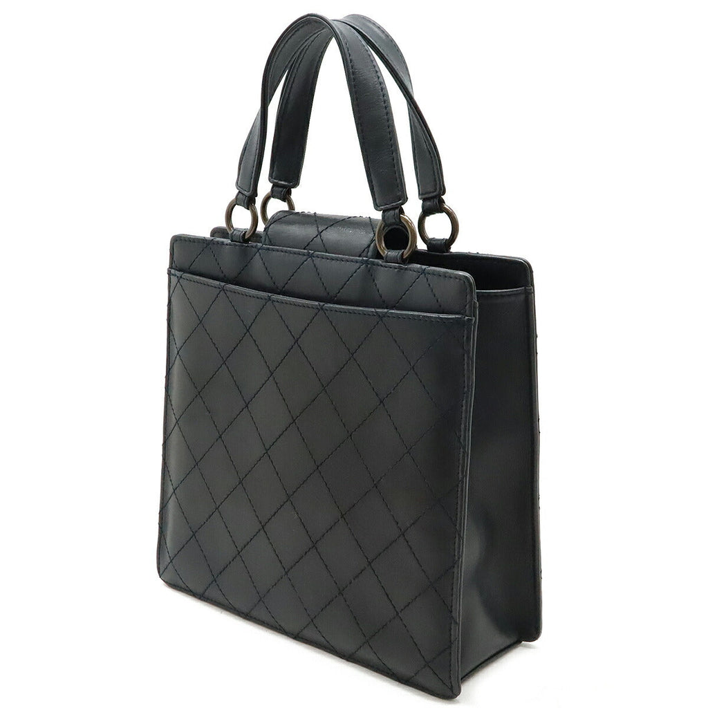 Chanel Leather Matelasse Coco Mark Handbag Black
