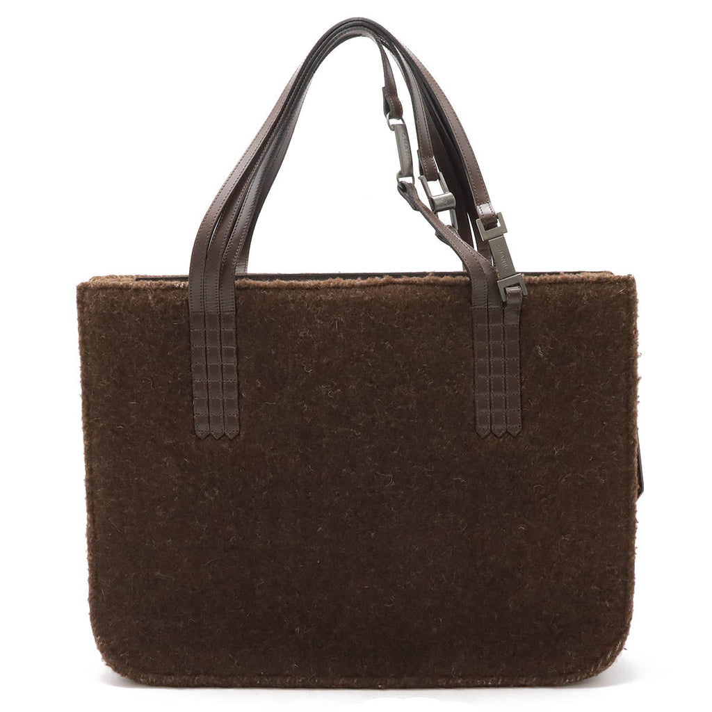 Chanel Shearling/Leather Logo Tote Bag 2way Shoulder Tote
