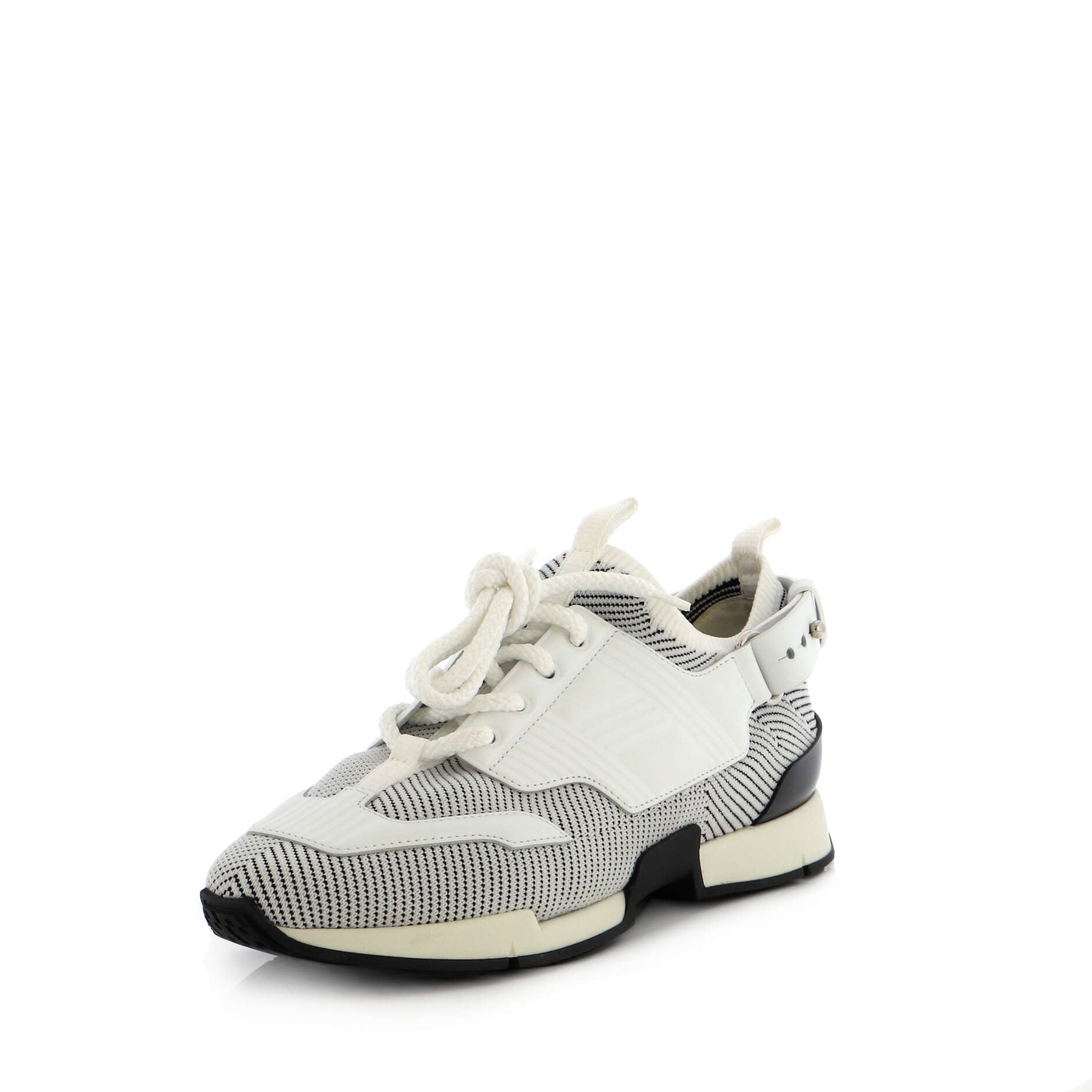 Women's Athlete Sneakers Knit Fabric and Leather