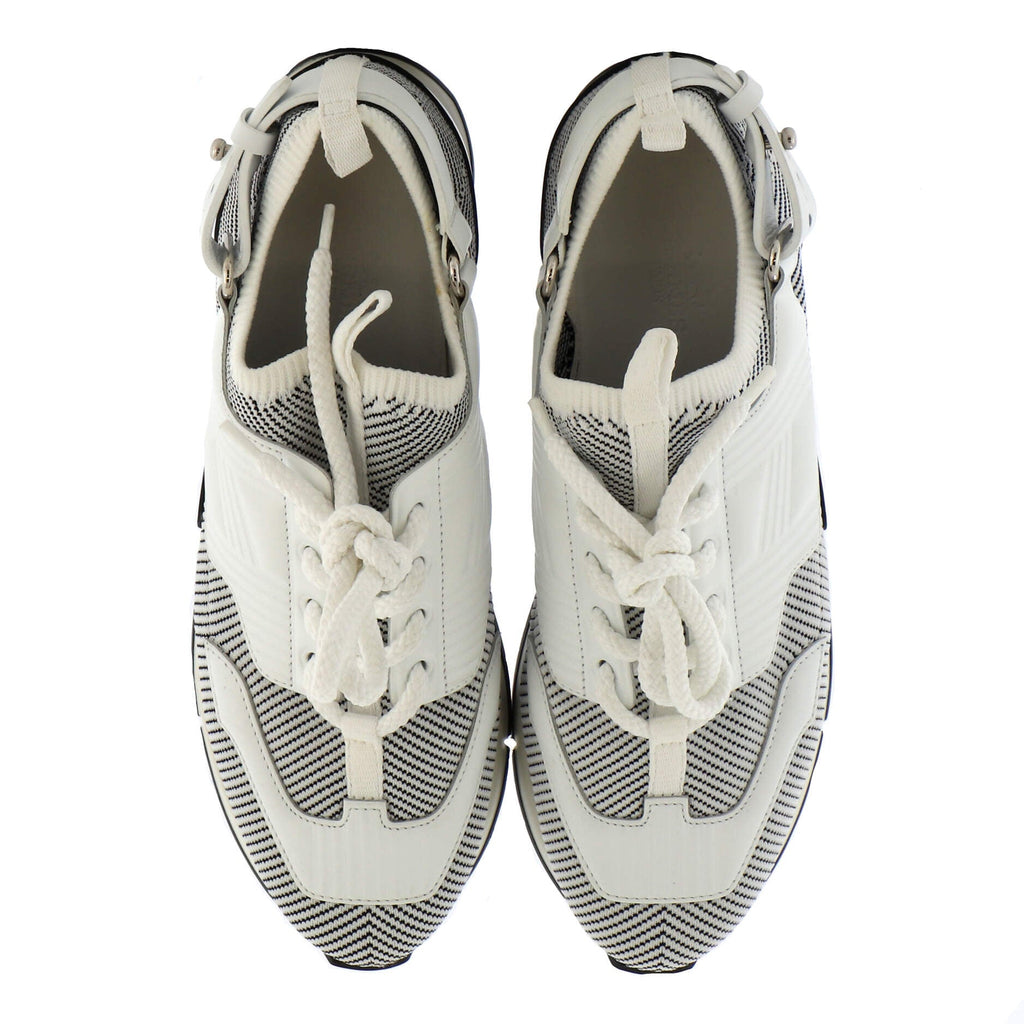 Women's Athlete Sneakers Knit Fabric and Leather