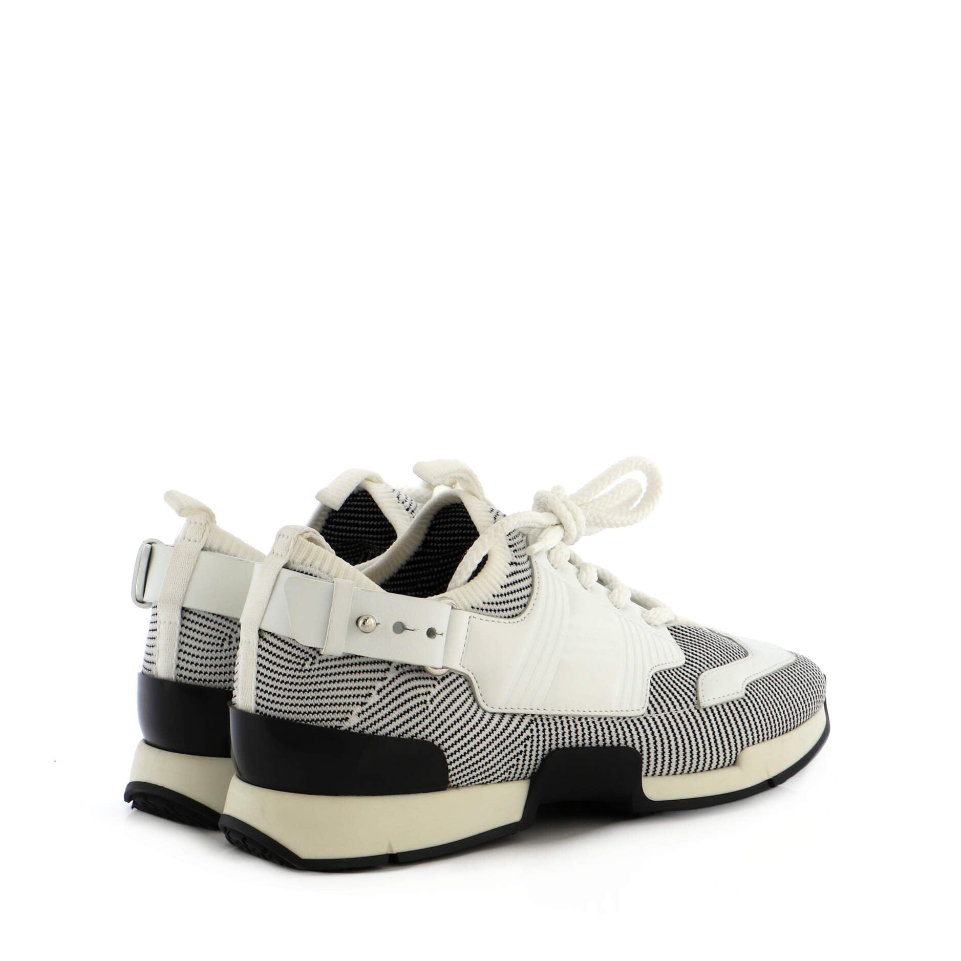 Women's Athlete Sneakers Knit Fabric and Leather