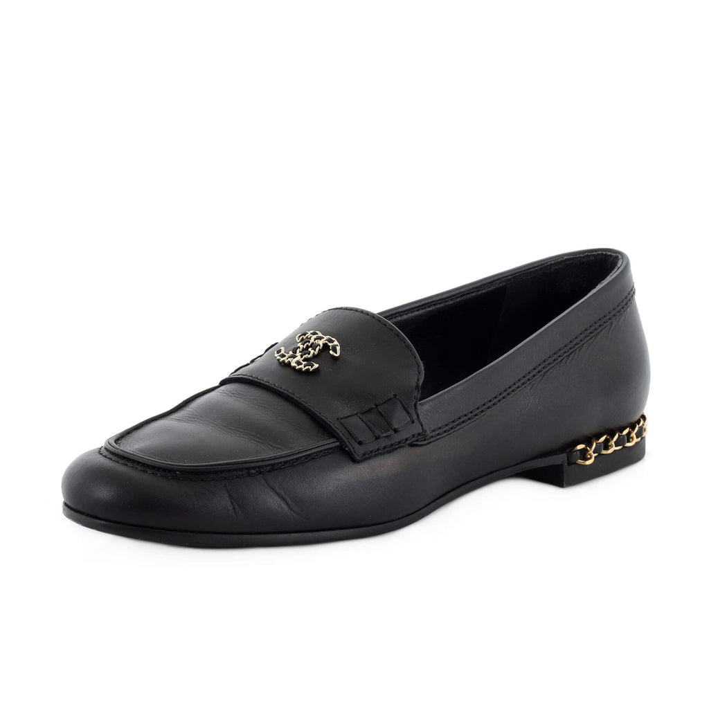 Women's CC Chain Mocassin Loafers Leather