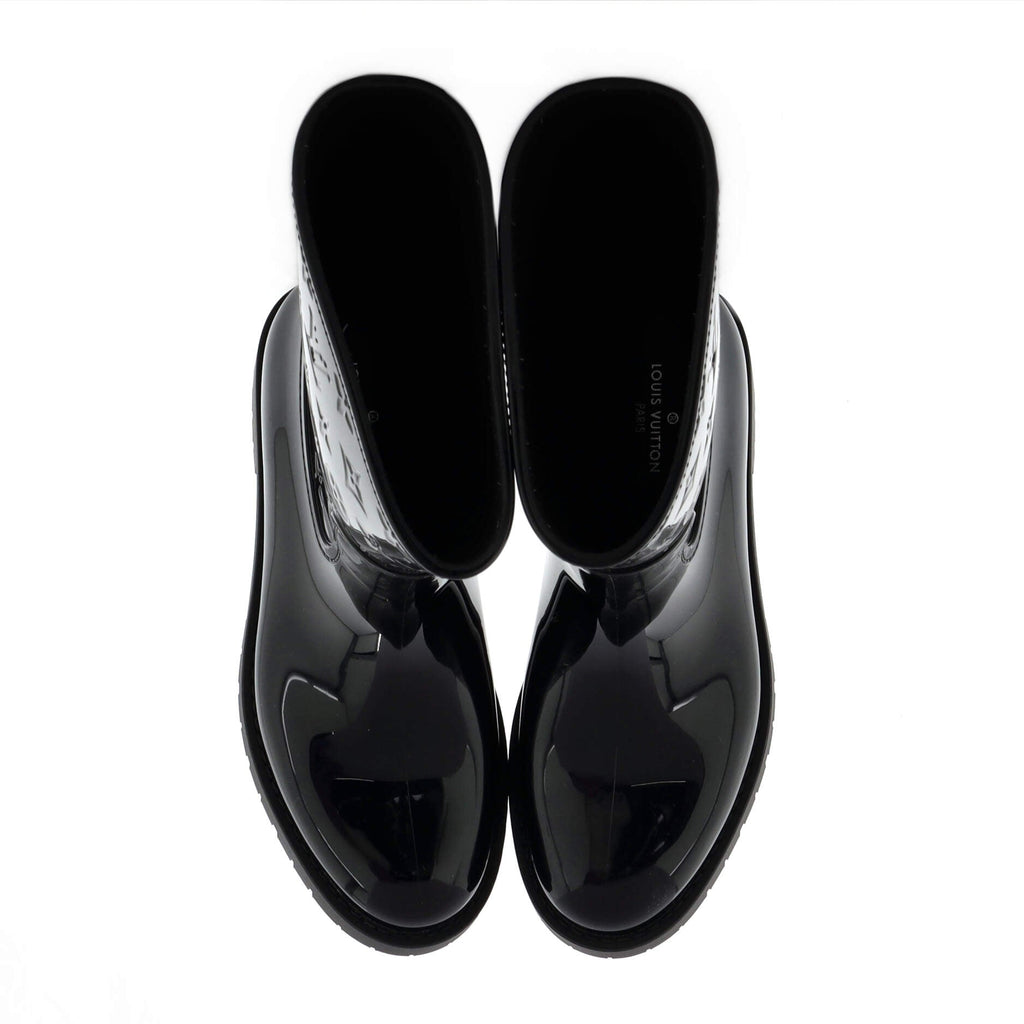 Women's Drops Flat Half Boots Monogram Embossed Rubber