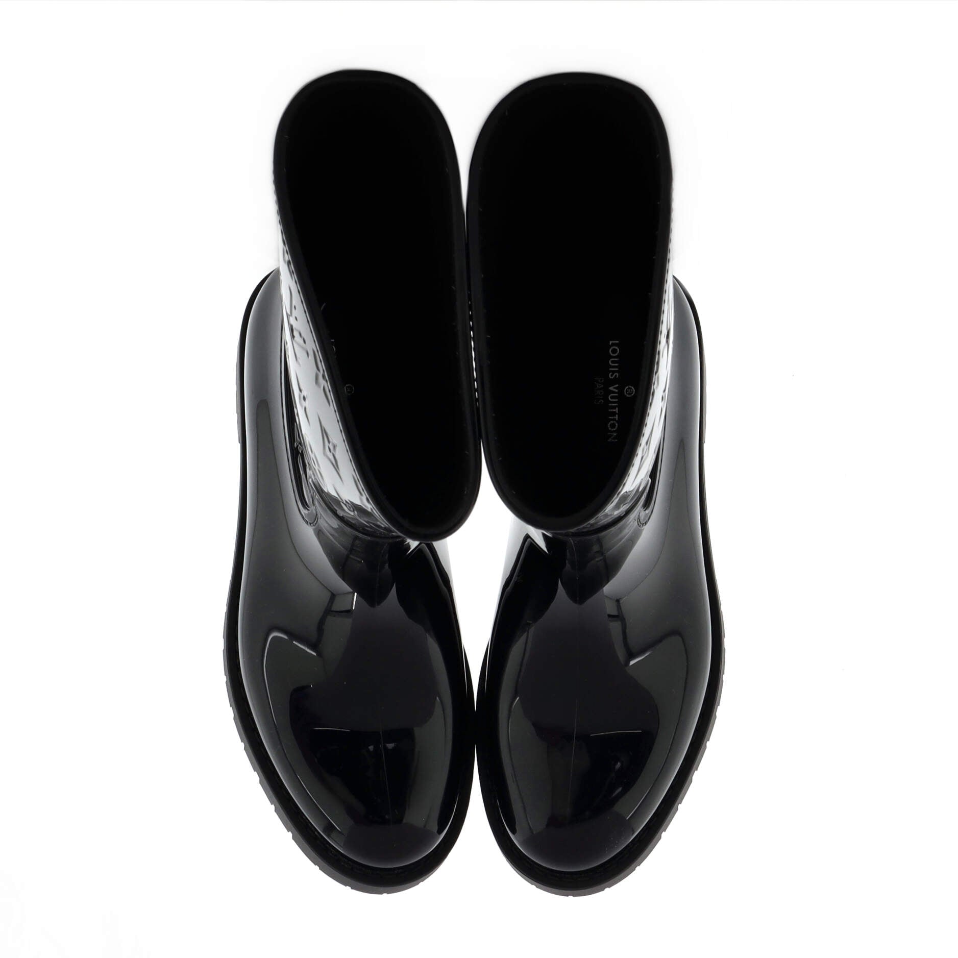 Women's Drops Flat Half Boots Monogram Embossed Rubber