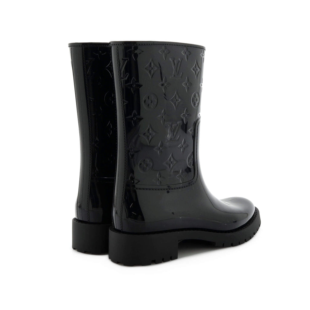 Women's Drops Flat Half Boots Monogram Embossed Rubber