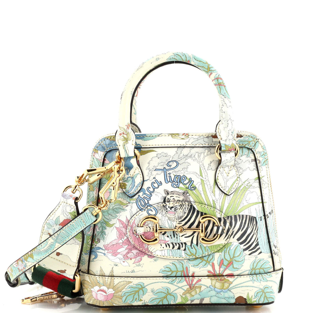 Tiger Horsebit 1955 Top Handle Bag Limited Edition Printed Leather Mini