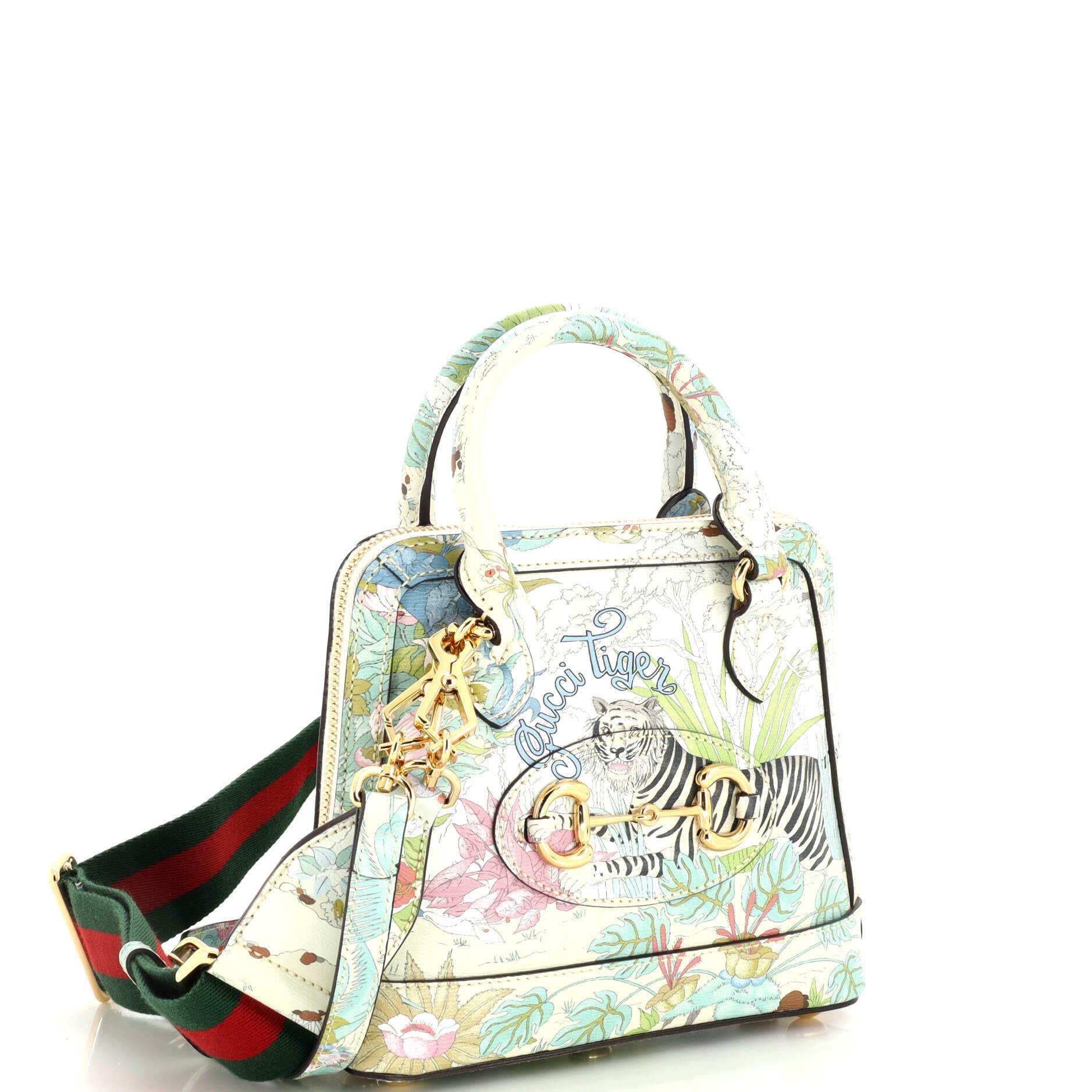 Tiger Horsebit 1955 Top Handle Bag Limited Edition Printed Leather Mini