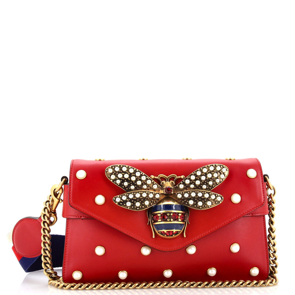Broadway Pearly Bee Shoulder Bag Embellished Leather Mini