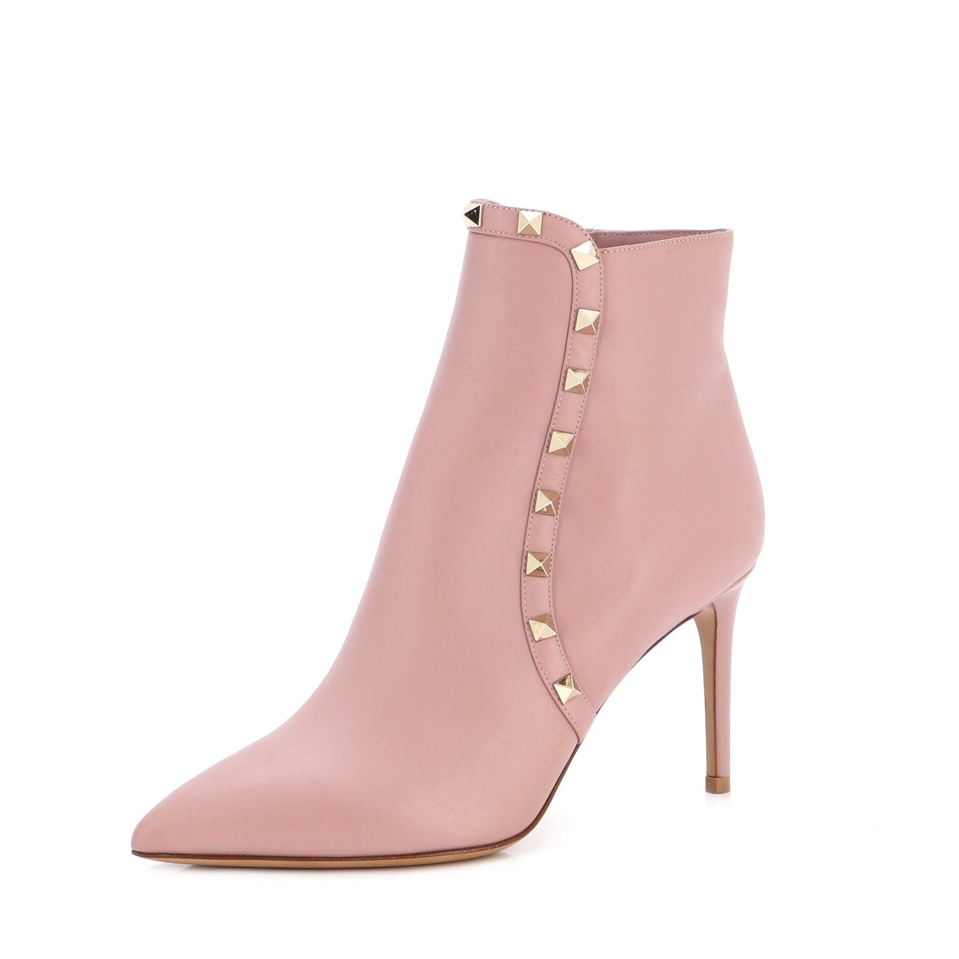 Women's Rockstud Heeled Ankle Boots Leather