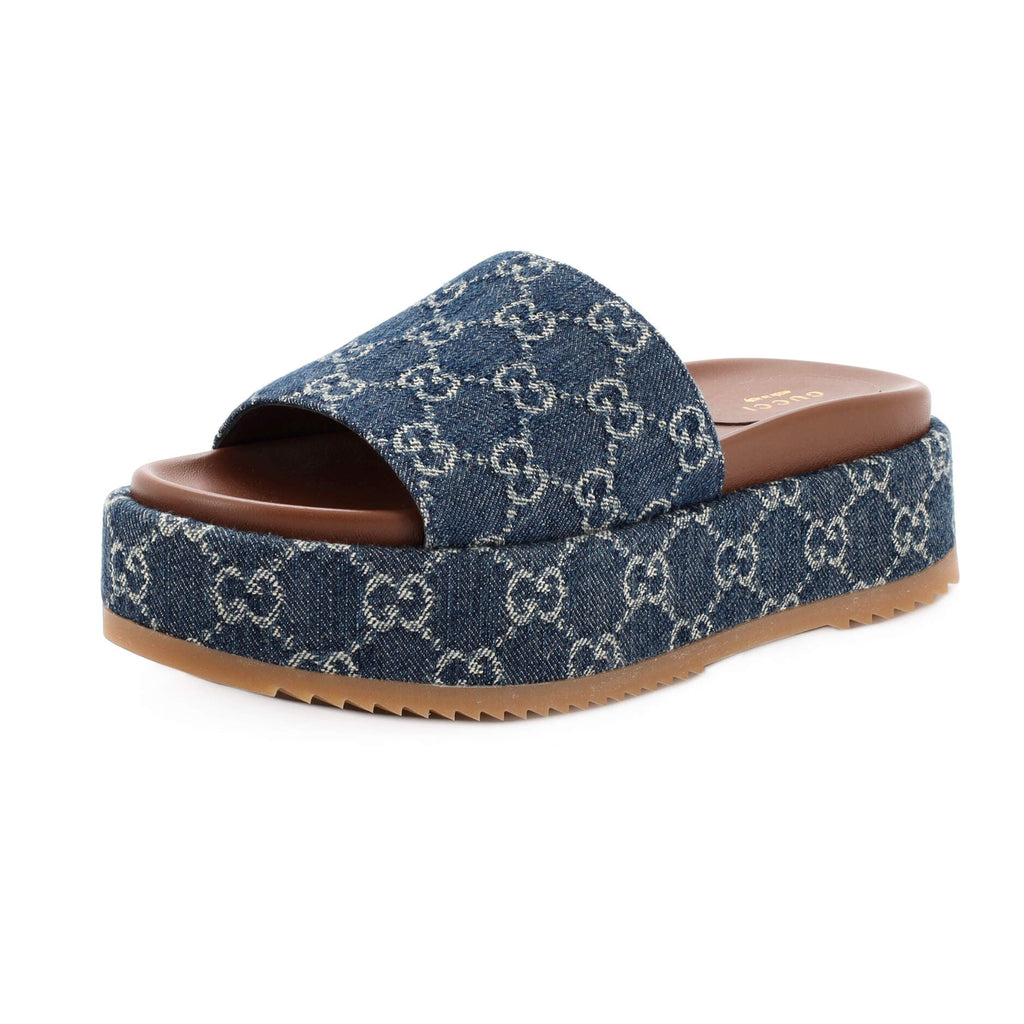 Women's Angelina Platform Slide Sandals GG Denim