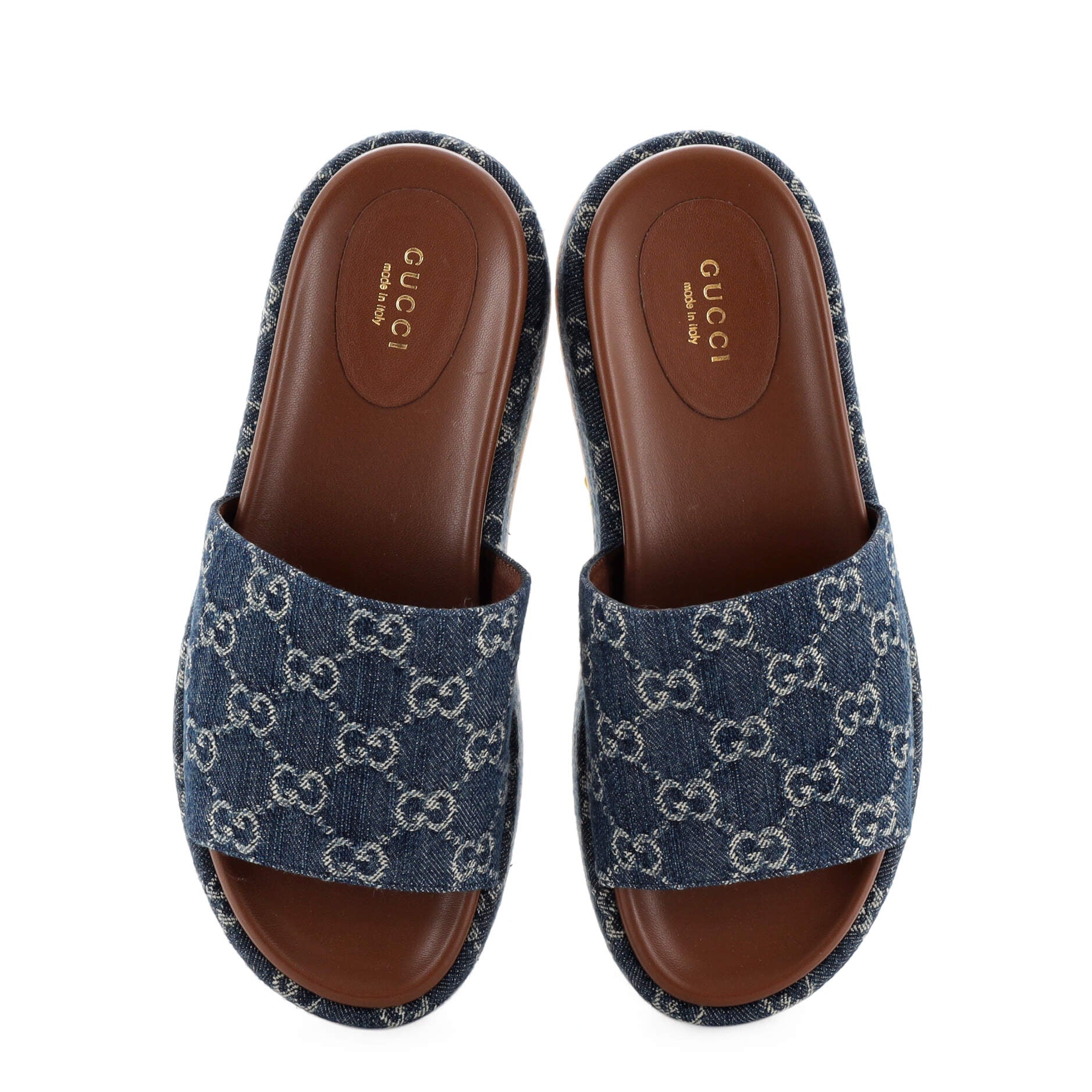 Women's Angelina Platform Slide Sandals GG Denim