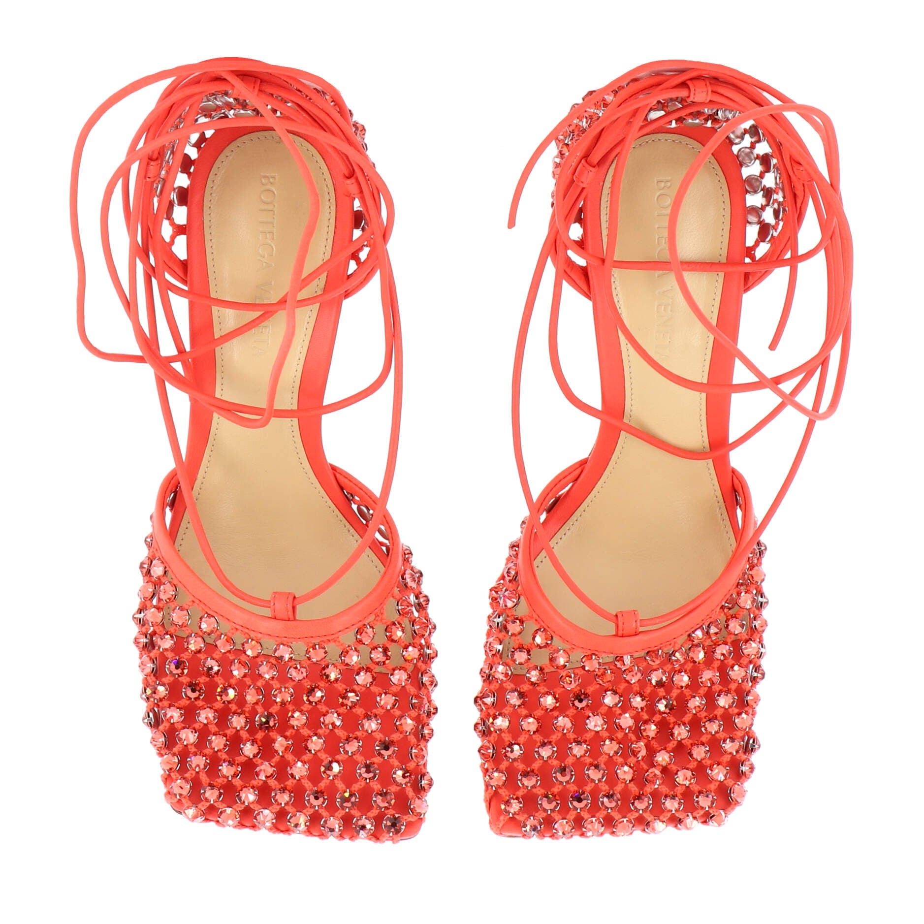 Women's Sparkle Stretch Heeled Sandals Crystal Embellished Mesh and Leather