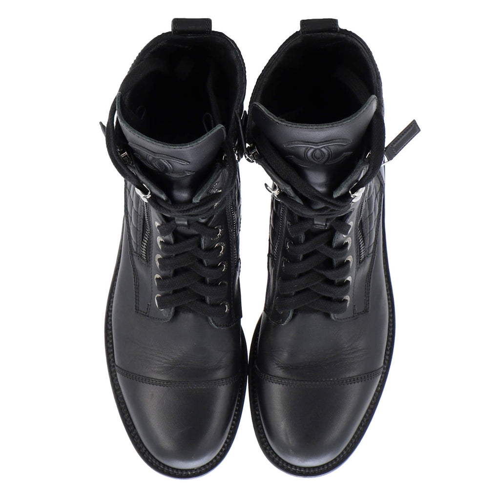 Women's CC Zip Up Combat Boots Quilted Leather