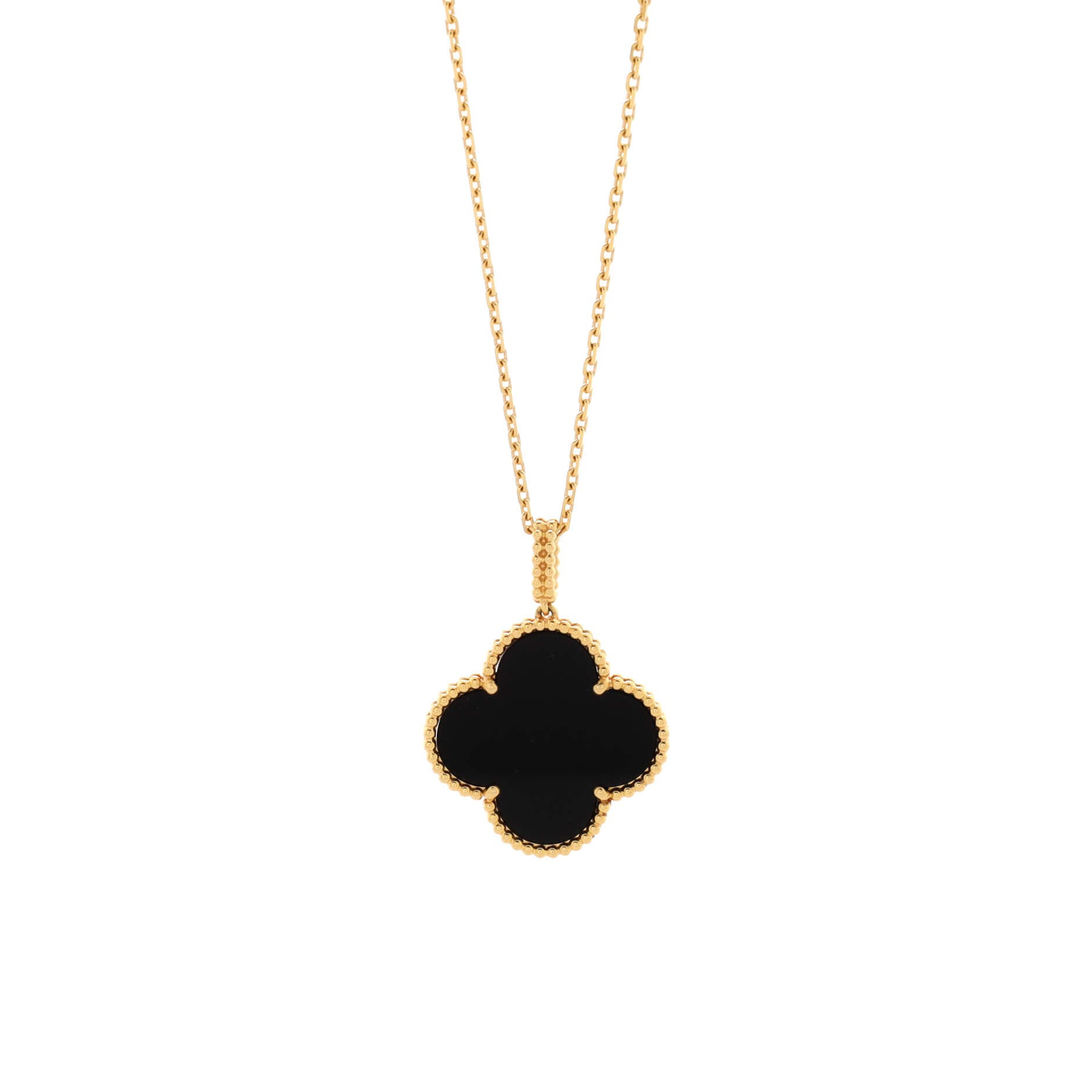 Magic Alhambra Pendant Necklace 18K Yellow Gold and Onyx