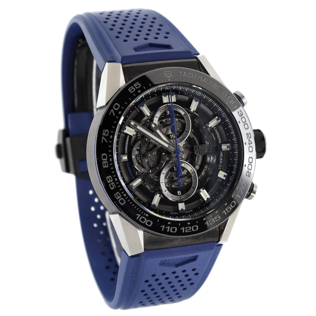 Carrera Calibre Heuer 01 Skeleton Chronograph Automatic Watch Stainless Steel with Ceramic and Rubber 43