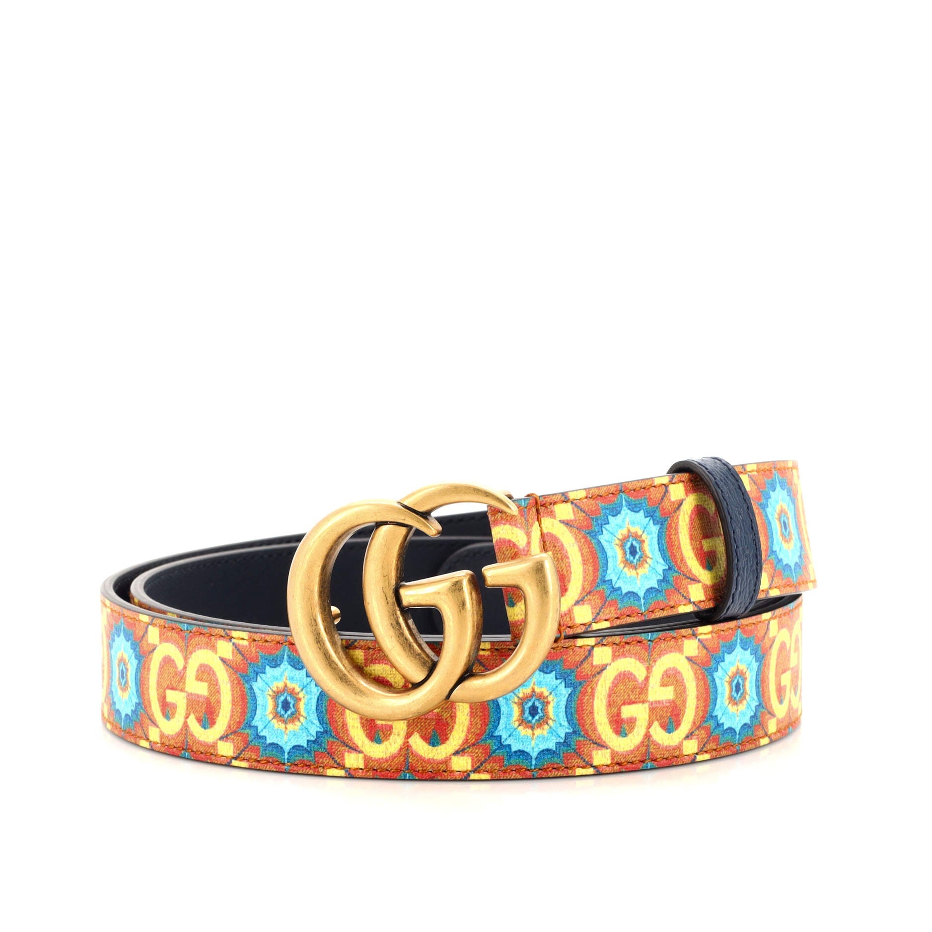 Aria 100th Anniversary GG Marmont Belt Kaleidoscope Print GG Coated Canvas Medium 110