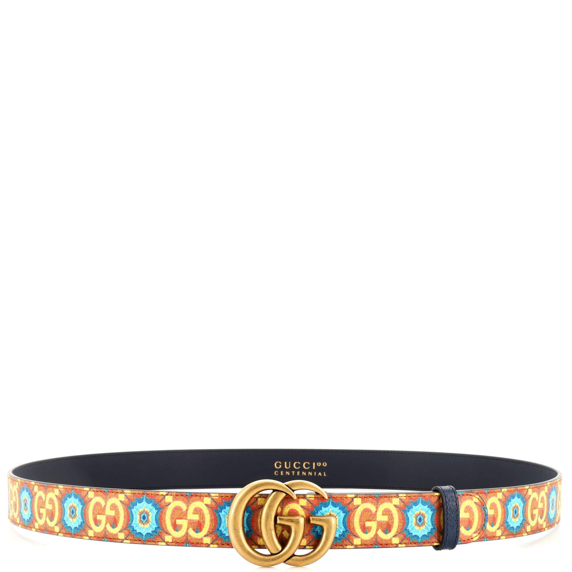 Aria 100th Anniversary GG Marmont Belt Kaleidoscope Print GG Coated Canvas Medium 110