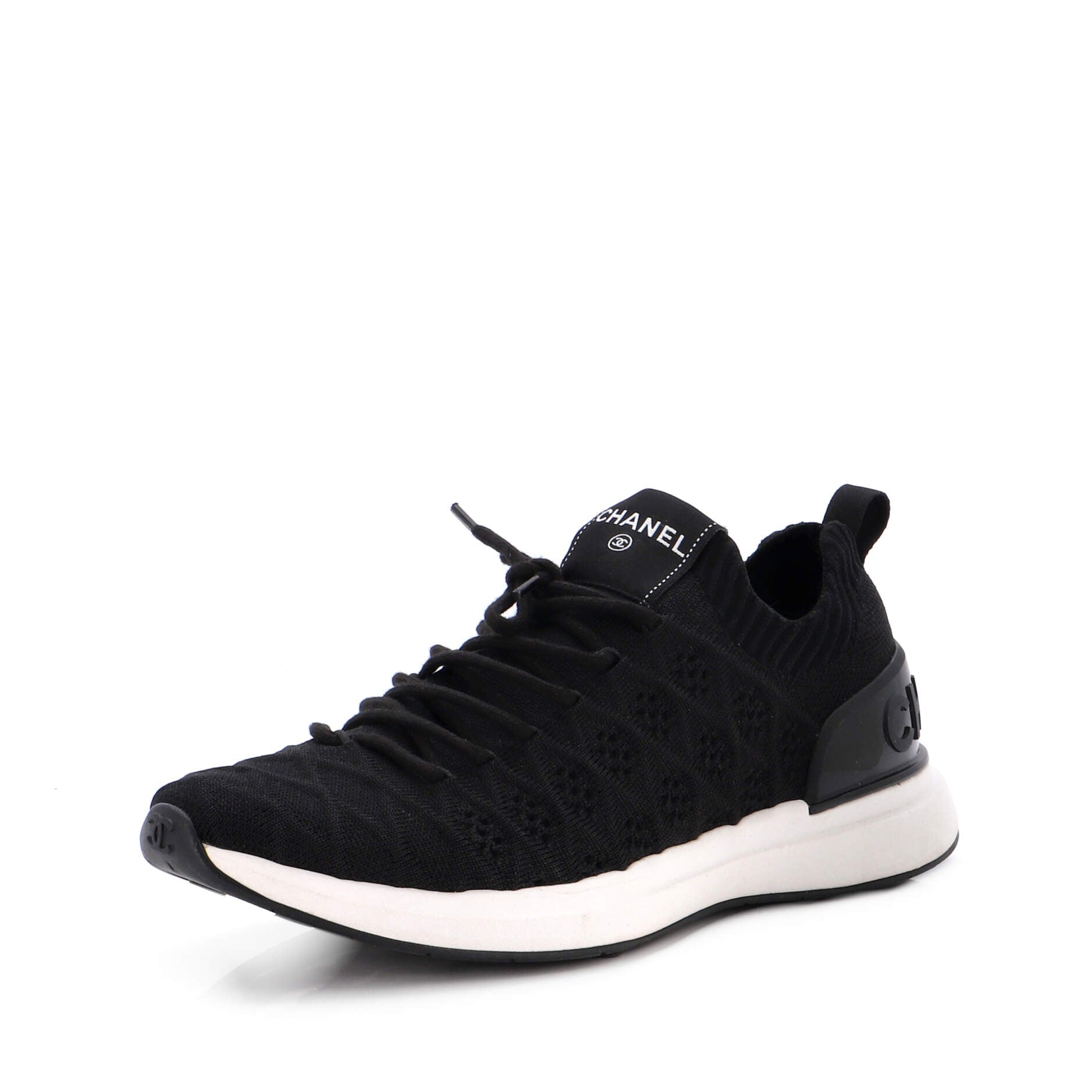 Women's Logo Sock Knit Sneakers Quilted Fabric